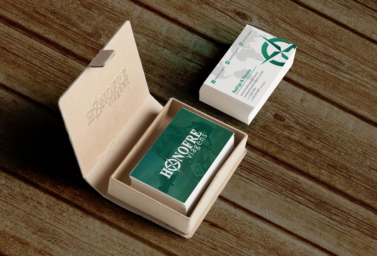 Honofre Viagens cartão de visitas projetado e desenvolvido por ViragStudio