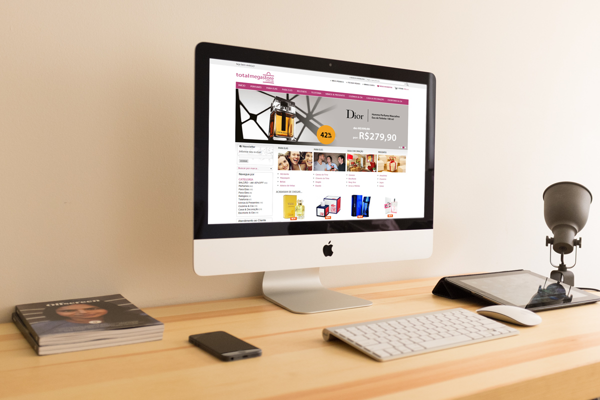 Total Megastore e-commerce projetado e desenvolvido por ViragStudio